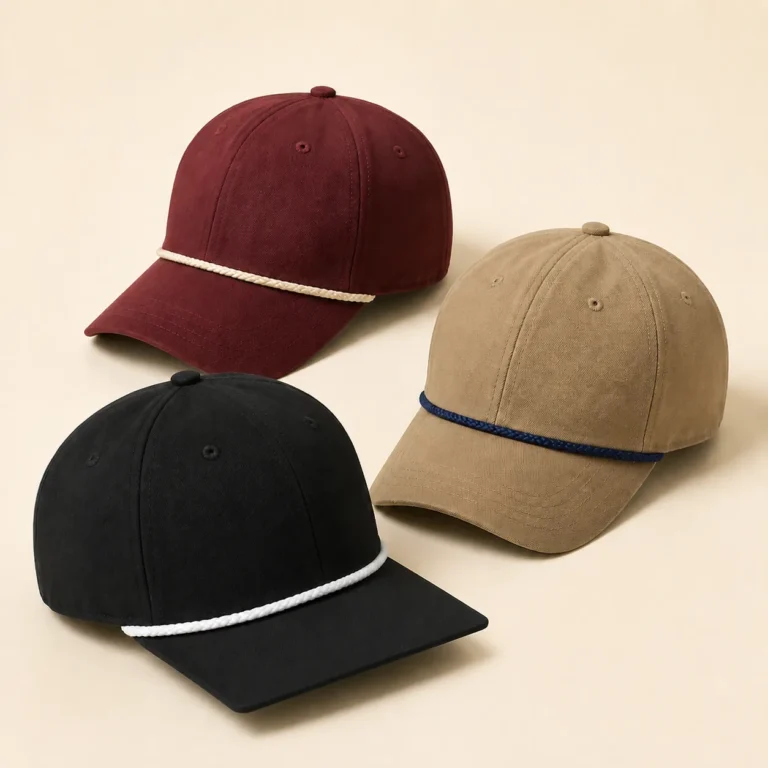 Rope caps design reference with decorative cord at the visor